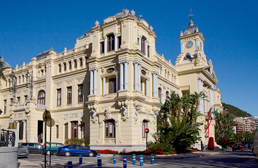 Fototapeta premium Malaga, Spain, town hall. Malaga city hall is a beautiful government building, built in 1919. 