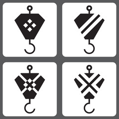Vector icons set with hooks from the crane
