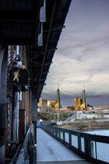 Crosswalk at steel bridge, portland, oregon