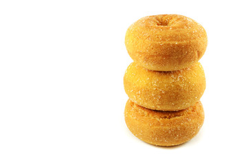 donuts isolated / stack of sweet donut dessert cook homemade with sugar on circle donut delicious