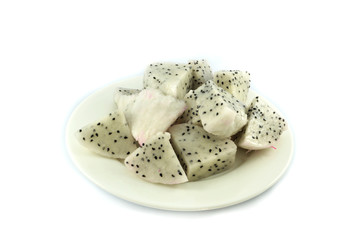 fresh dragon fruit slice isolated pitaya dragon fruit