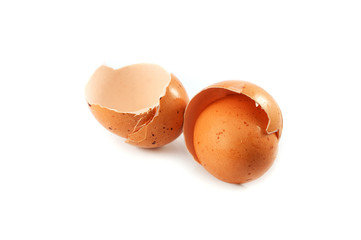 egg shell isolated / broken egg shell brown isolated on white background