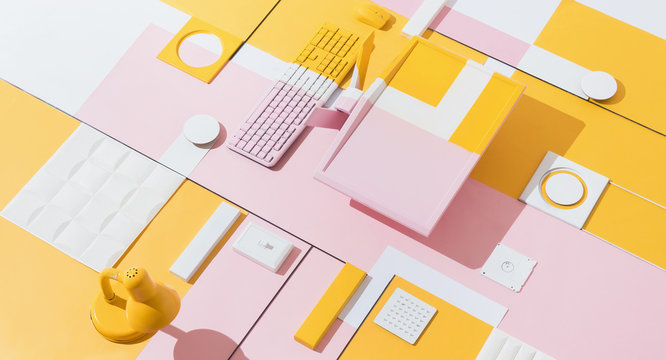 PInk and yellow computer inspired composition.