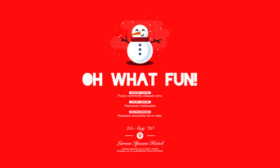 Oh What Fun Snowman Christmas Party Invitation Design with Where and When Details