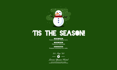Tis The Season Snowman Christmas Party Invitation Design with Where and When Details