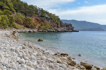 Fototapeta na wymiar beach in Pirate Cove (Korsan Koyu) Kumluca, Antalya province, Turkey