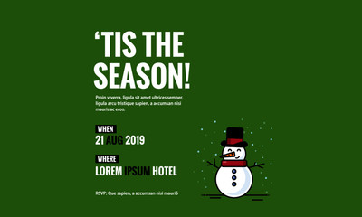 Tis The Season Snowman Christmas Party Invitation Design with Where and When Details