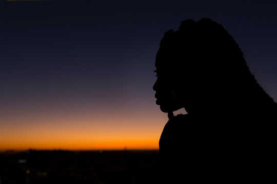 Portrait of girl during a sunset