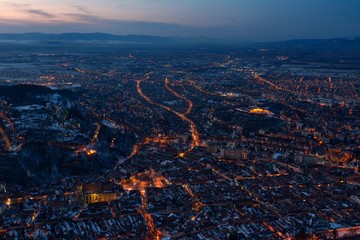 Night in Brasov, Romania Brasov is a city in the Transylvania region of Romania