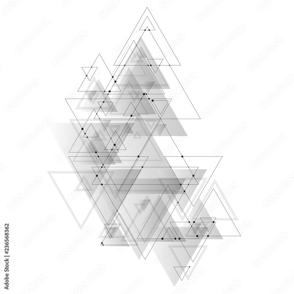 Poster abstract polygonal low poly vector background with gray triangles, connecting dots and lines. connec