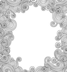 Beautiful abstract vector frame with handwritten curling lines