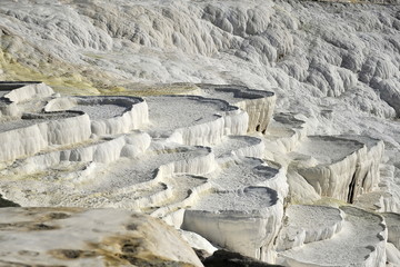 Fototapeta na wymiar Turkey. Pamukkale is particularly impressive for its charm and mystery in winter, when there are no crowds of tourists.