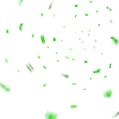 Green confetti explosion celebration isolated on white background. Falling confetti. Abstract decoration party, birthday celebrate or Christmas, New Year confetti decor. Vector illustration