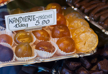 Candied fruit on tray