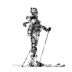 Vector silhouette of man who skiing.