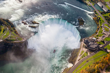 Niagara Falls Aerial View.  An aerial view of the Horseshoe Falls, a part of the Niagara Falls. ...