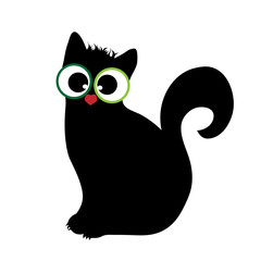 Vector silhouette of cat on white background.
