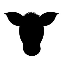 Vector silhouette of cow head on white background.