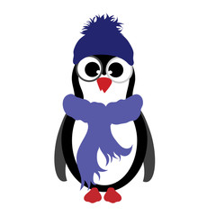 Vector illustration of penguin on white background.
