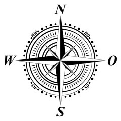Kompass Rose Vektor mit der deutscher Osten Bezeichnung auf einem isolierten weißen Hintergrund