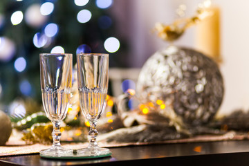 Christmas and New Year celebration with champagne.