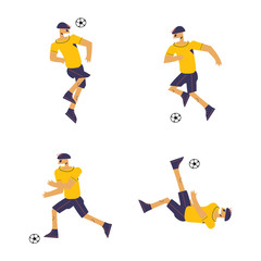 Fototapeta na wymiar Set of soccer players in flat design style