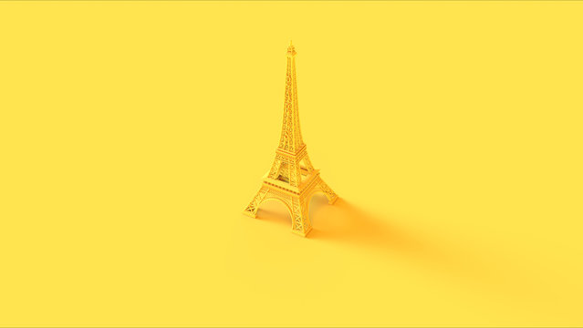 Yellow Eiffel tower 3d illustration 3d render