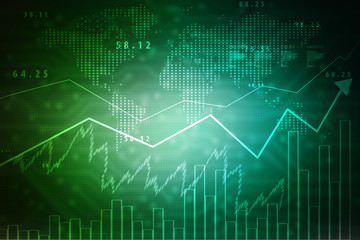 2d rendering Stock market online business concept. business Graph 
