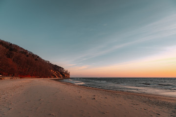 Fototapeta na wymiar cliff on the beach in Gdynia