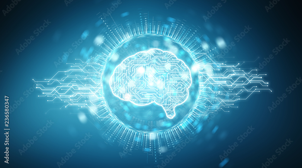 Leinwandbilder digital artificial intelligence icon hologram 3d rendering