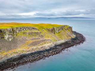Aerial of the coastline of north west Skye by Kilmuir - Scotland © Lukassek
