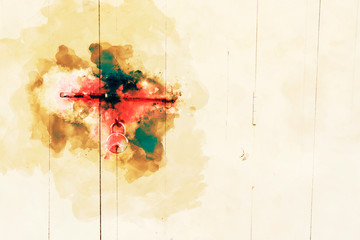 Watercolor abstract painting of closed doors, digital painting