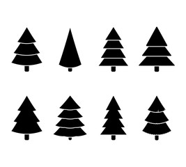 Christmas tree black white set illustration vector