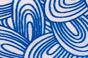 Background of textile, fabric texture with blue pattern