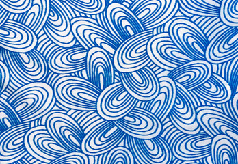 Background of textile, fabric texture with blue pattern