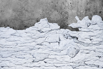 Rough Texture Background, Wooden Aged and Grunge Surface in White Color over Concrete Floor, Vintage Retro Style on Cracked Paint Backdrop with Clipping Path
