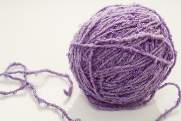 Skein of wool isolated on white background, knitting concept
