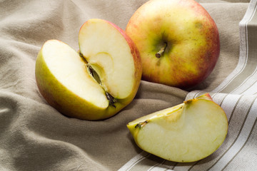 Apple slice on canvas background