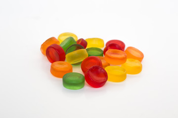 Round gummy candy isolated on white background