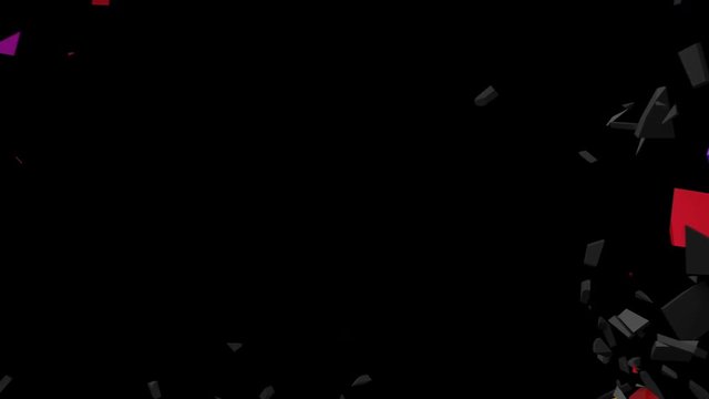 Abstract 3d rendering of cracked surface. Modern animated cgi background design. Wall destruction, 4k video with alpha matte