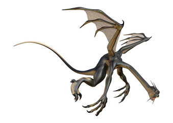 3D Rendering Fairy Tale Dragon on White