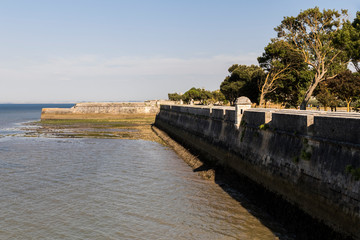 Fototapeta na wymiar Saint-Martin-de-Re, France. Walls and ramparts of the Citadel (la Citadelle), a World Heritage Site since 2008 as part of the Fortifications of Vauban