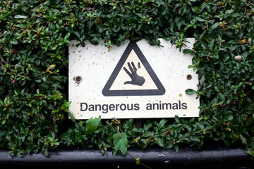Dangerous animals sign at London zoo