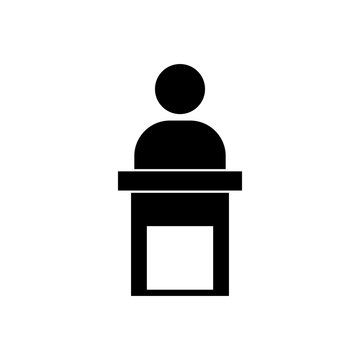 recommend clip art: speaker black icon. orator speaking from tribune vector illustration