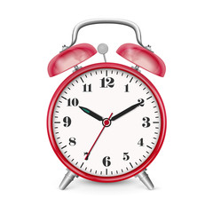 Classic Alarm Clock Vector Icon with Red Surface.