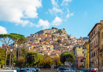 Rocca di Papa (Italy) - A nice little, old and panoramic city in the metropolitan city of Rome, on the Mount Cavo. Here a view of historic center. - obrazy, fototapety, plakaty