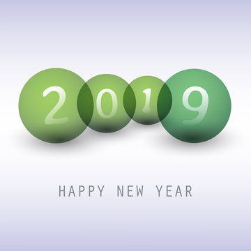 Best Wishes - Green Abstract Modern Style Happy New Year Greeting Card, Cover or Background, Creative Design Template - 2019