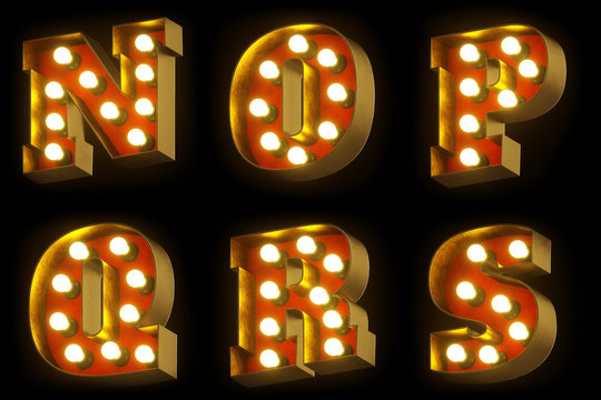 Light bulb cinema or night show 3D font