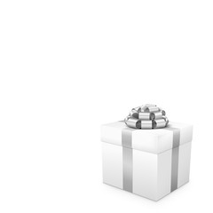 Obraz premium White Gift with Silver Ribbon in Square Format