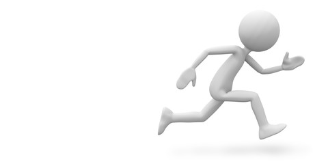 Speed Running 3D Cartoon Character on White Background